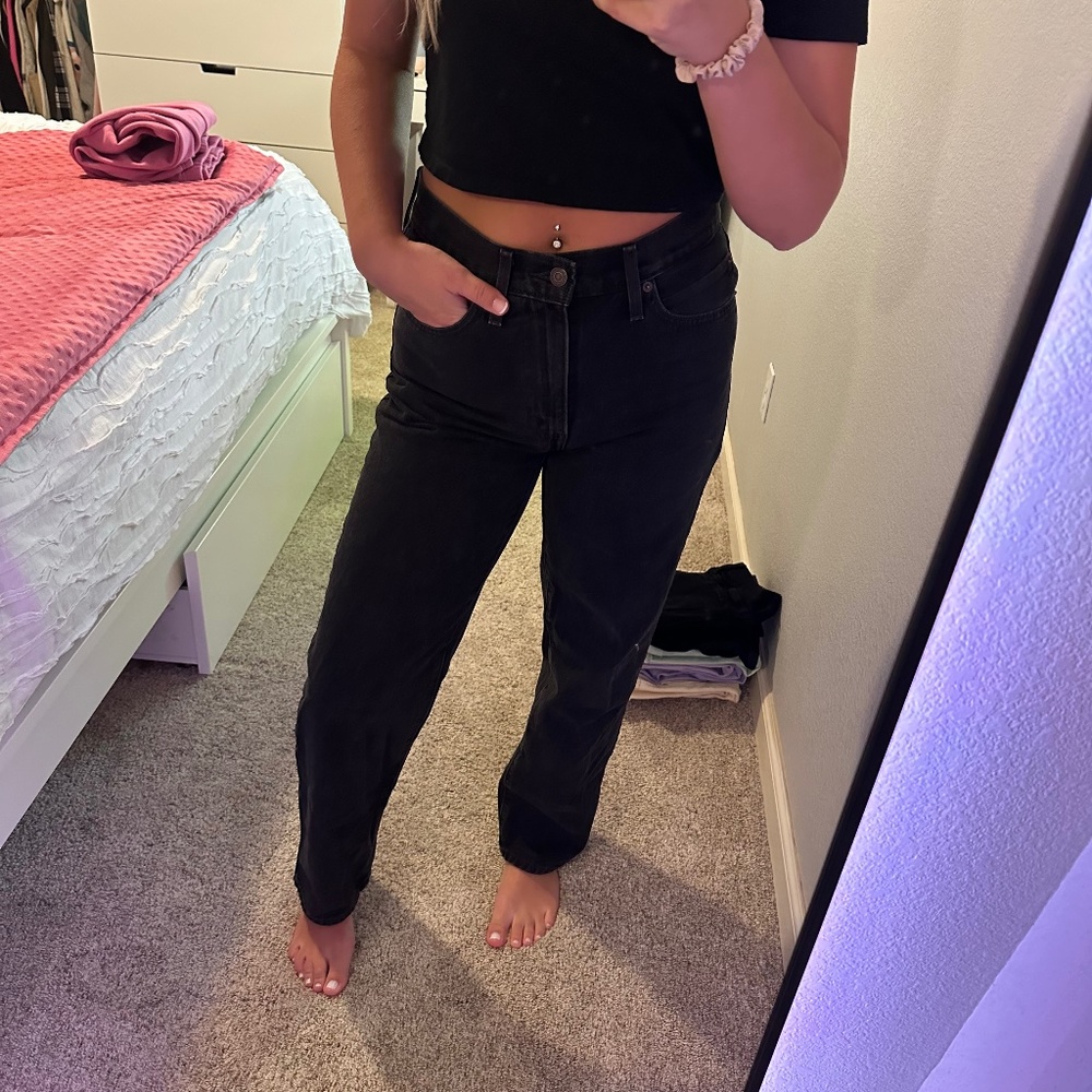 Black mid rise jeans